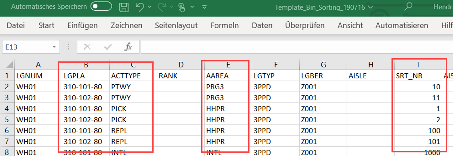 SAP EWM storage bin sorting CLSP_18